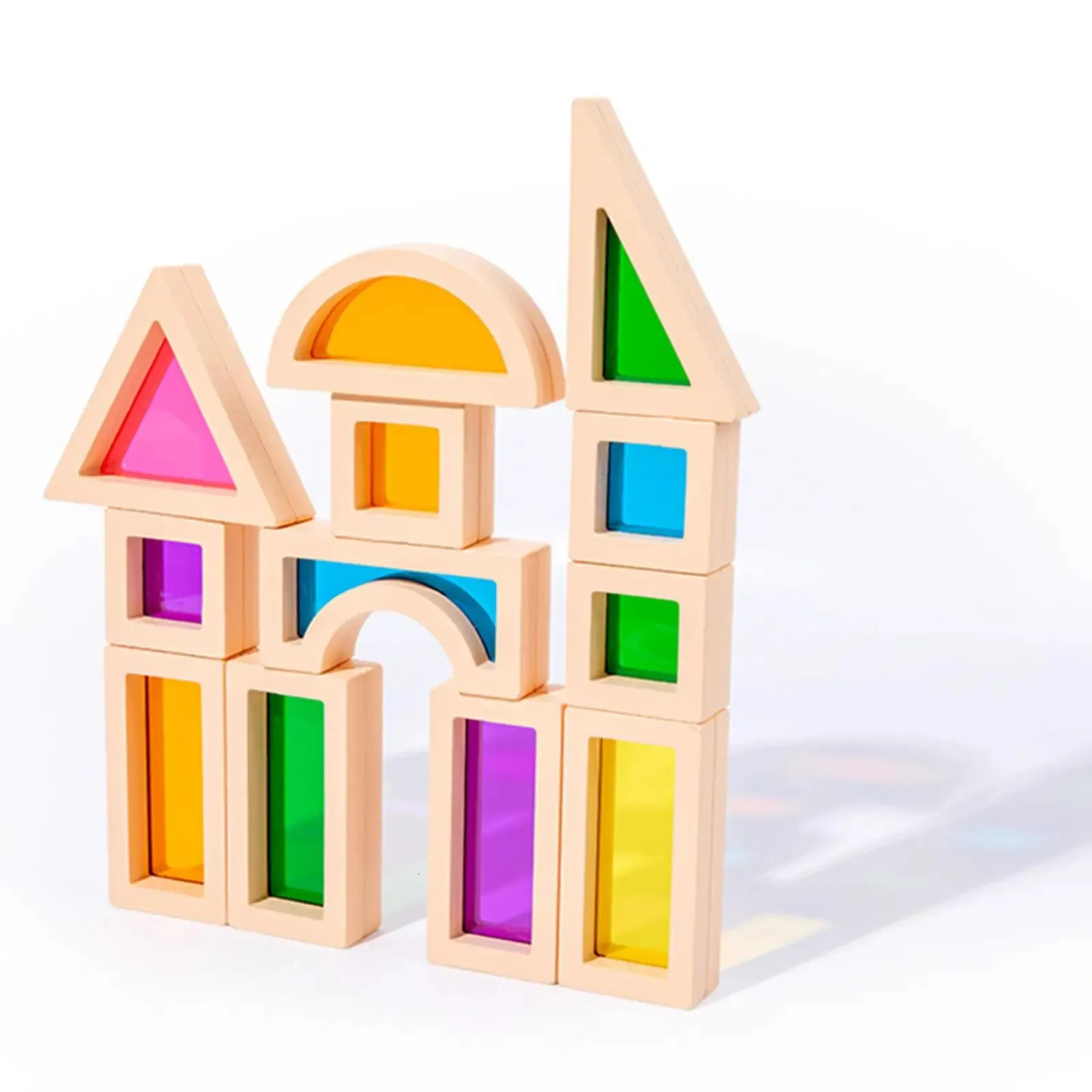 25x blocs de construction Montessori jouets tout-petits développement bois arc-en-ciel pour cadeaux d'anniversaire âge préscolaire 3 ans 240110