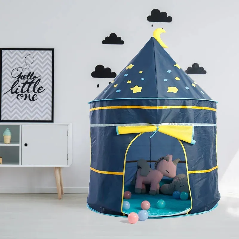 Drop Kid Tent House Portable Castle Children Teepee Play Tent Ball Pool Camping Toy Birthday Christmas Outdoor Gift 240109