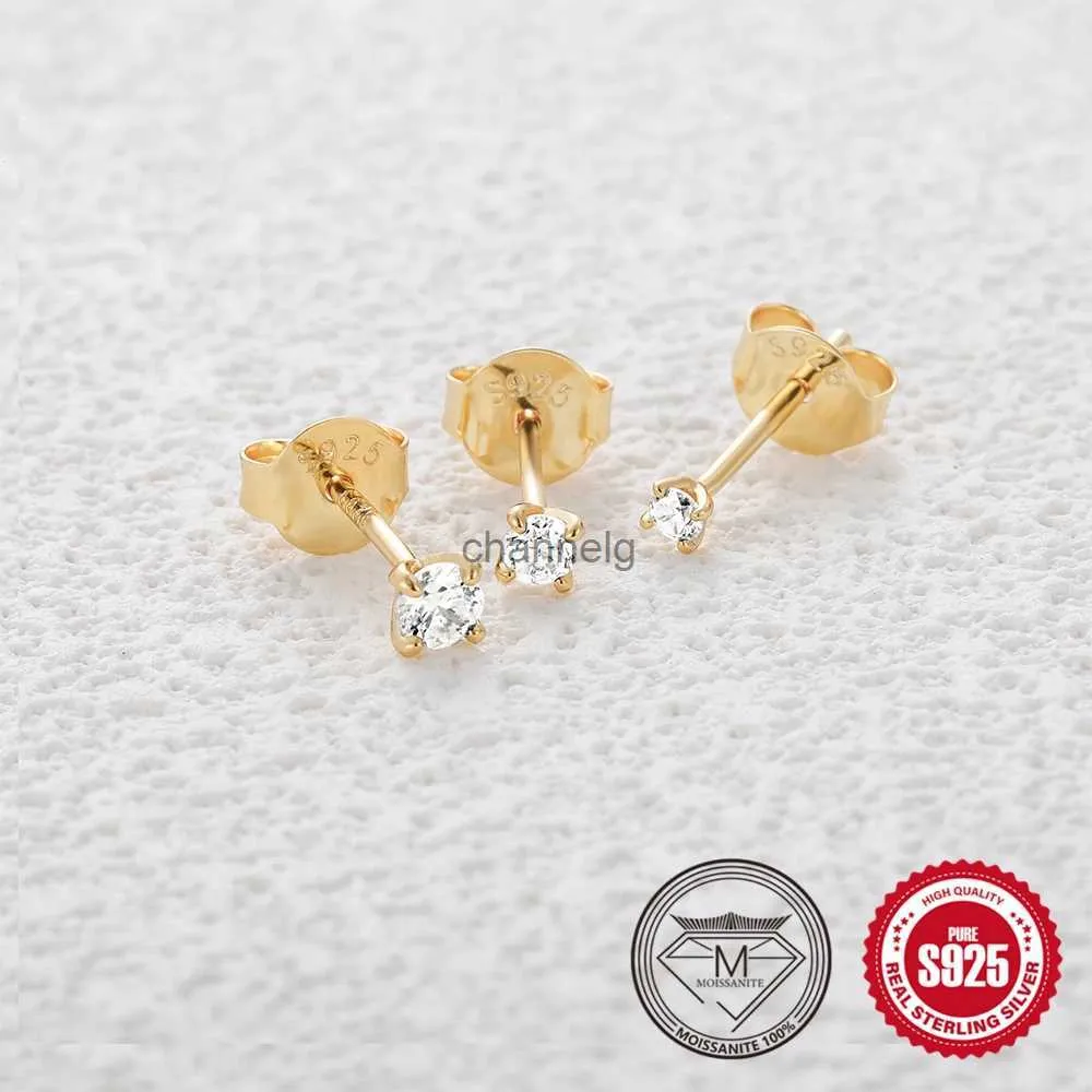 Stud BOAKO 925 Sterling Silver Ear Piercing Moissanite Diamante Brinco Conjunto Brilhante Jóias Para Mulheres 3mm 0.3 3 Peça Presente YQ240110