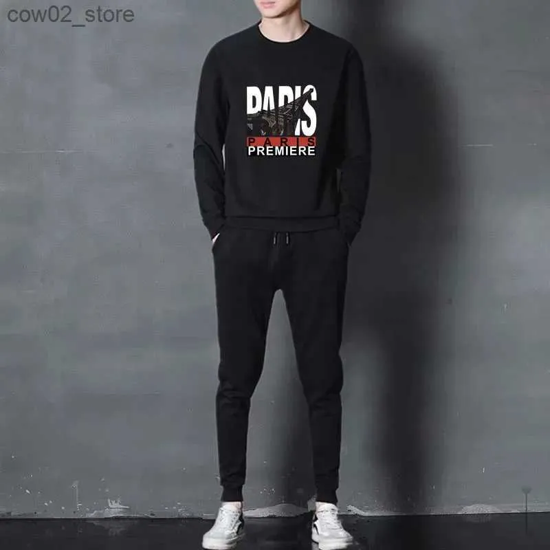 Men's Tracksuits Men's Pullovers Elegant Casual Harajuku Cartoon Luxury Jerseys Vintage Sweatshirt High Quality 2 Piece Set Oversized Clothing Q230110