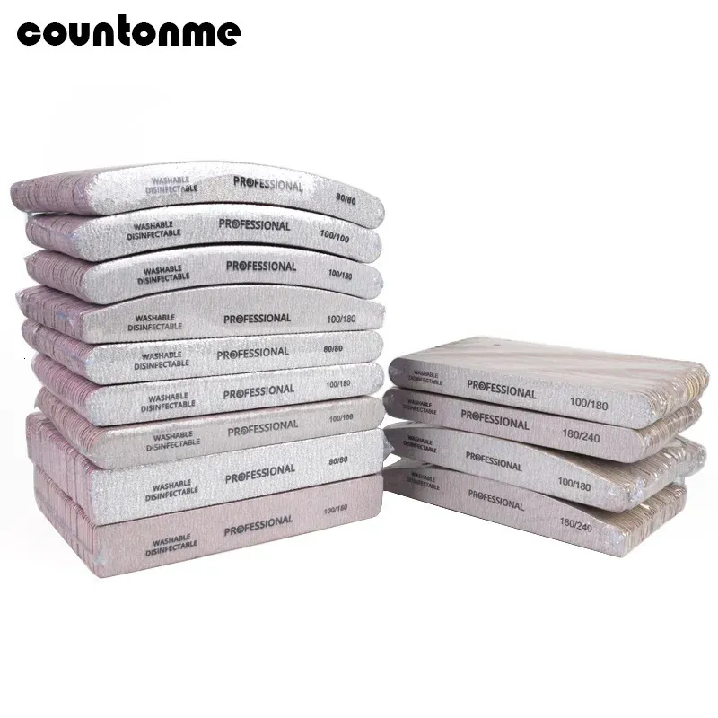 50pcs Professional Nail File 80100180240 Grey Manicure Buffer Block Mix Style Emery Board Pedicure Sanding Nail Salon Tools 240109