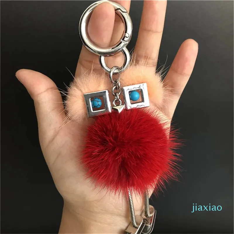 Genuine Real Fur Chick Robot Doll Toy Charm Fur Pompom Ball Bag Charm Key Chain Keyring bag car phone Accessories