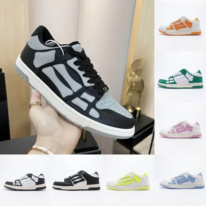 Skelet Bones Designer Runner Top Low Skeleton Grey Green Orange Purple Womens Sports Casual Shoes Black and White Leather Lace Up Training