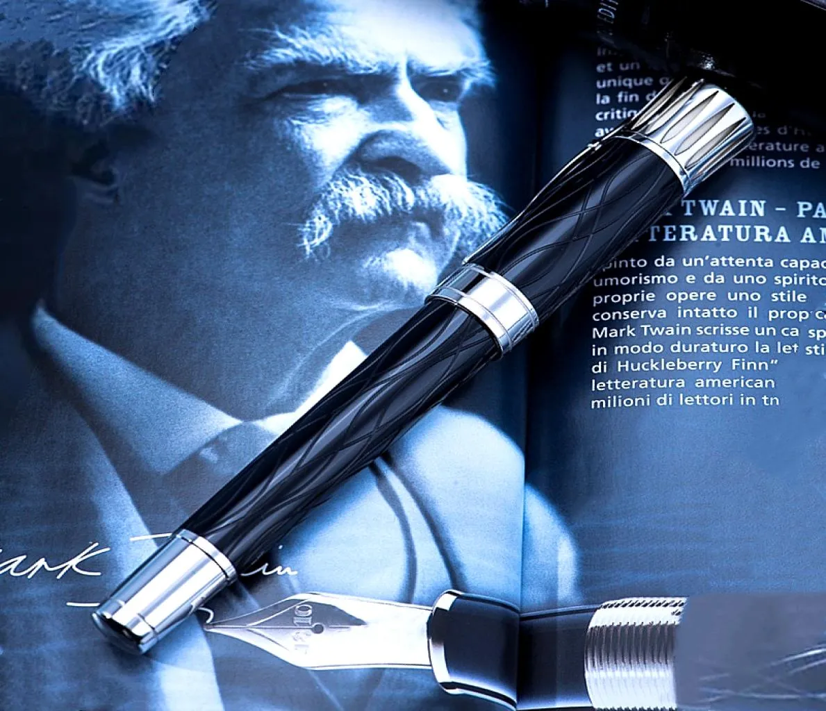 Grand écrivain Mark Twain Signature Monte Rollerball Pen BlackBlueWine Red Ice Cracks Design Office Writing Ballpoint Pen 00688001918465