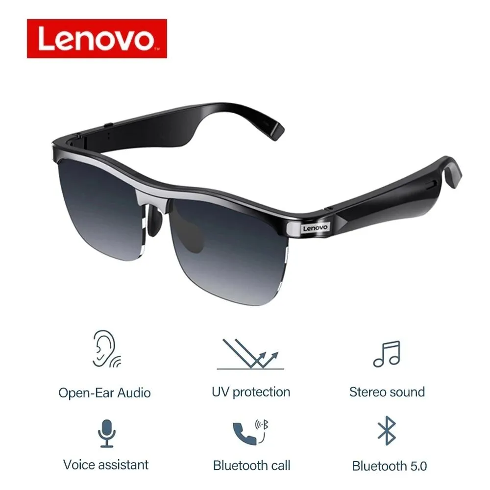 Lunettes de soleil Original Lenovo Mg10 Smart Wiless Sunglasses Sunglasses Over Ear Bluetooth HeadSeetSetSets MusicCall Glasse de conduite UV400