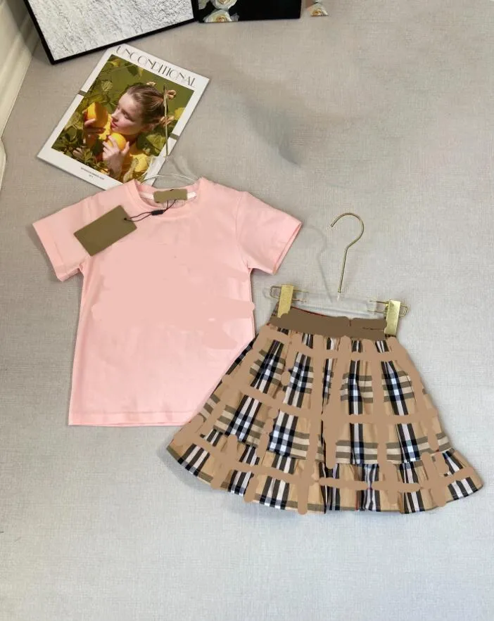 Mädchen Marke Kleidung Sommer Mädchen Kurzarm T-shirt + Röcke 2 stücke Set Kinder Anzug Kinder Outfits