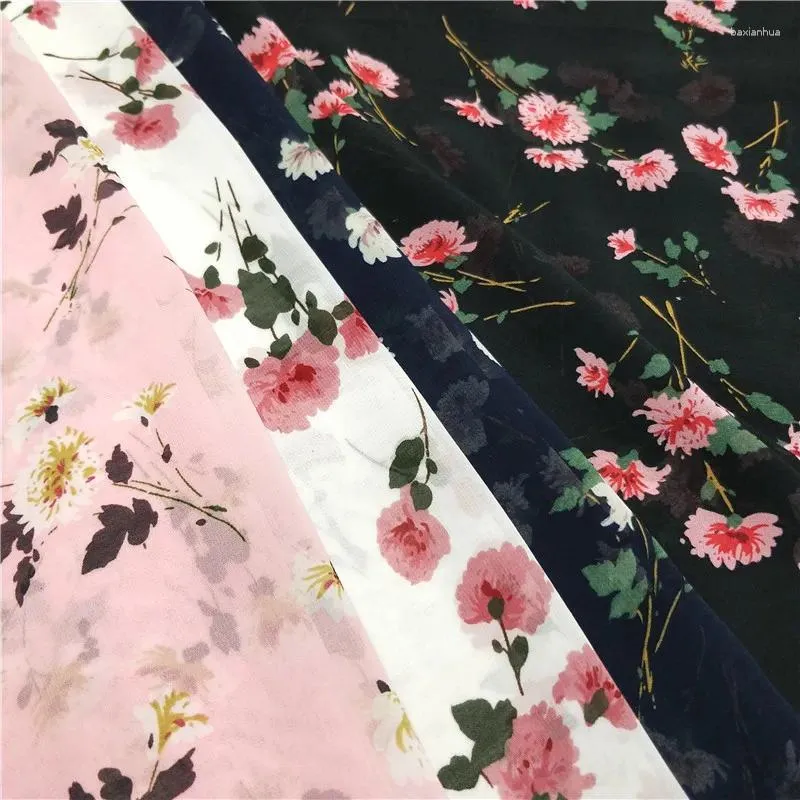 Clothing Fabric 2024 Tissus Chiffon With Small Piece Printing Chinese Wind Dress Shirt Soft And Light Lining Material Fabrics