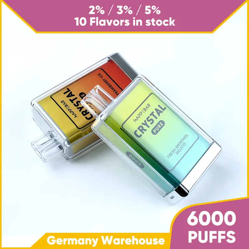 EU Warehouse Crystal Bar 6000 Puffs engångsvapet Electronic Cigarette Vapes Pen 12 ml 10 Flaovrs Device 6K Puff Frakt inom 24 timmar