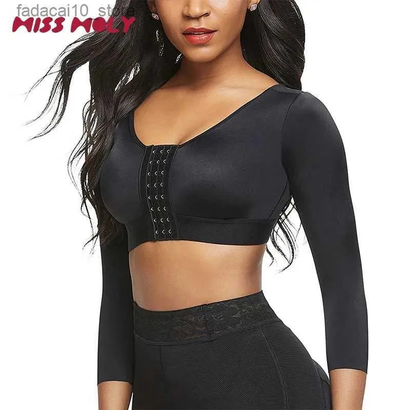 Taillen-Bauch-Shaper, Body Shaper mit Arm, Damen-Shaper-Tops für Kompression, nach Operationen, BH mit Vorderverschluss, Shapewear, Rückenstütze, kurzes T-Shirt Q240110