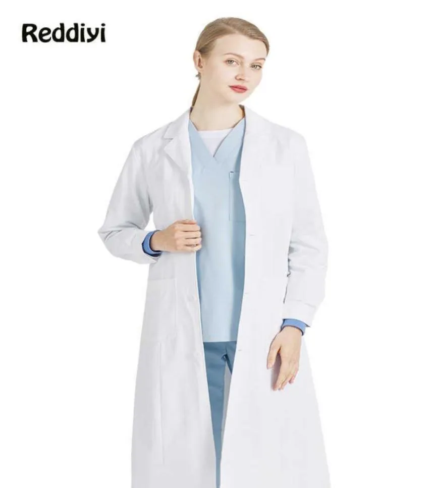 Female Doctors Uniform White Lab Coat Nurse Costume for Women Beautician Work Clothes Slim Medical Clothing Veterinary Overalls8605734