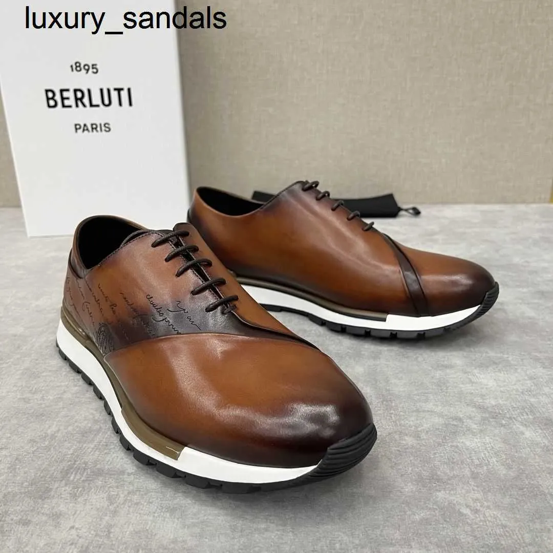 Berluti Business Leather Shoes Oxford Calfskin Handmade Top Quality Berluti dernière mise à niveau FastTrack coupe basse sports et course décontractée sont populaireswq