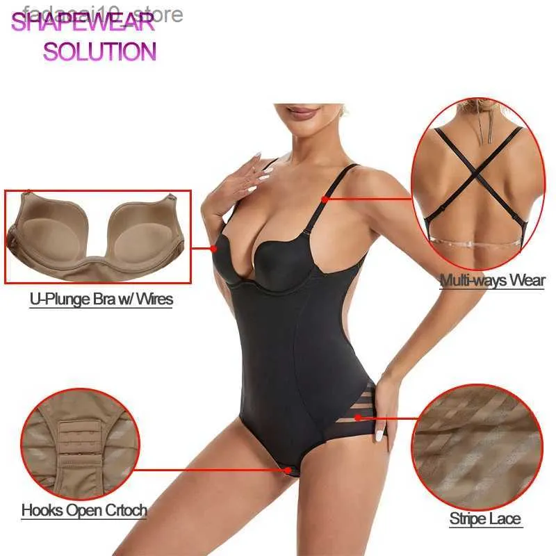 Women Shapewear Backless Body Bra Shaper Low Back Thong Bodysuits