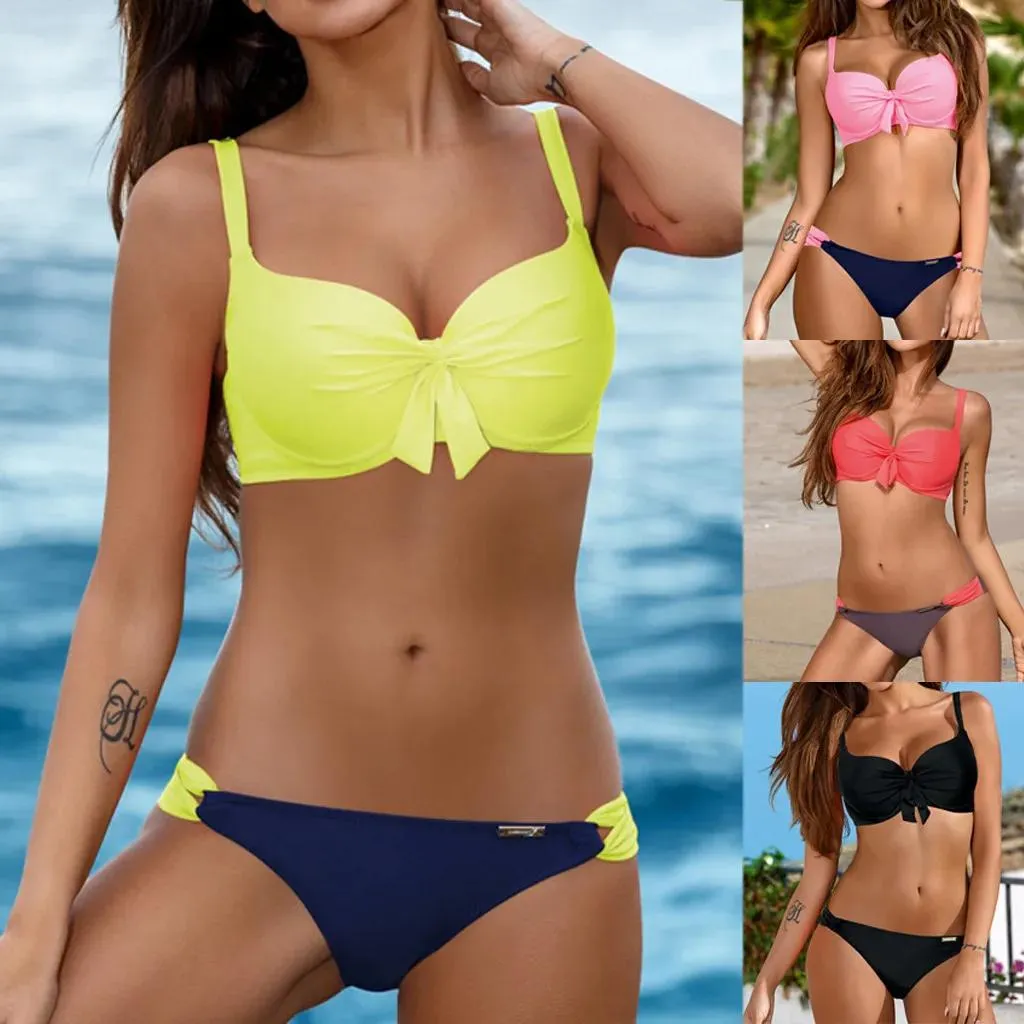 Zestaw strojów kąpielowych 2023 Kobiety Bandeau Bandage Bikini Ustaw Pushup Brazylian Beachwear Swimsuit plus size dla kobiet Kontrola brzucha