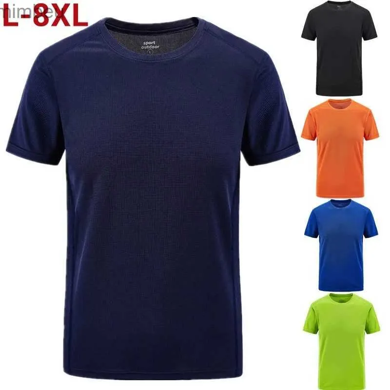 Homens camisetas Grande Tamanho L-6XL 7XL 8XL 9XL Verão Big Tops Tees Quick Dry Slim Fit T-shirt Homens Esporte 2023 Manga Curta Oversized Men's TShirtsL240110