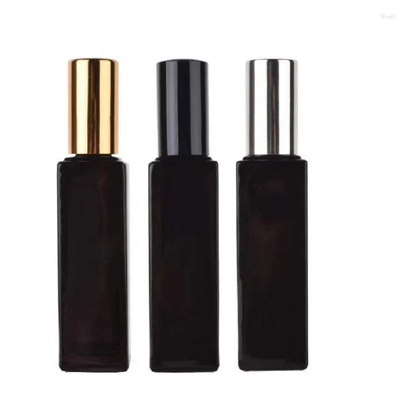 Storage Bottles Fine Mist Spray Bottle 20ml Square Makeup Sample Atomizer Empty Black Glass Perfume Refillable Vials 20pcs