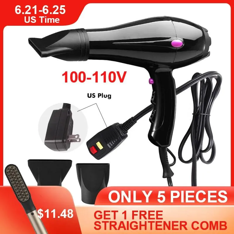 Dryers Professional HighPower Hair Dryer Wind Speed Adjustment 100110V Strong Barber Salon Styling Tools Hot/Cold Air Blow Home