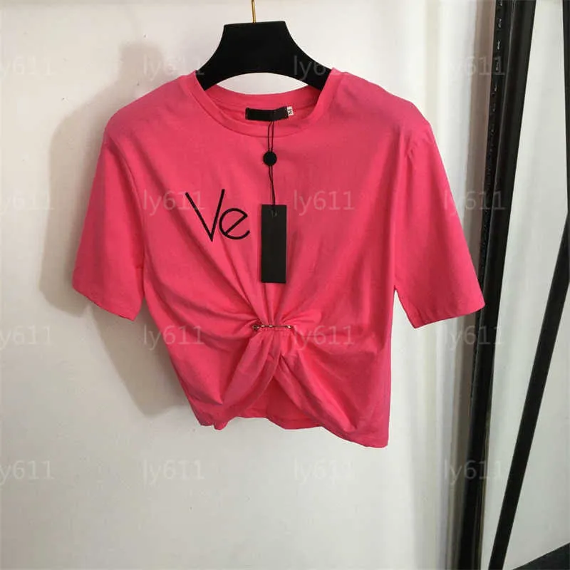 Summer Tshirt Designer Tops Women T Shirt Luxury Sexy T-shirts Embroidered Letter Short Sleeve Open Navel T-shirt Short Top Fashion Trend Lady Tshirts Womens Clothing