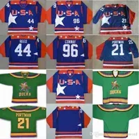 college wearHockey Mighty Ducks D2 Movie Team USA Hockey Jersey 21 Dean Portman 44 Fulton Reed 96 Charlie Conway Men`s 100% Stitched Ice Hoc