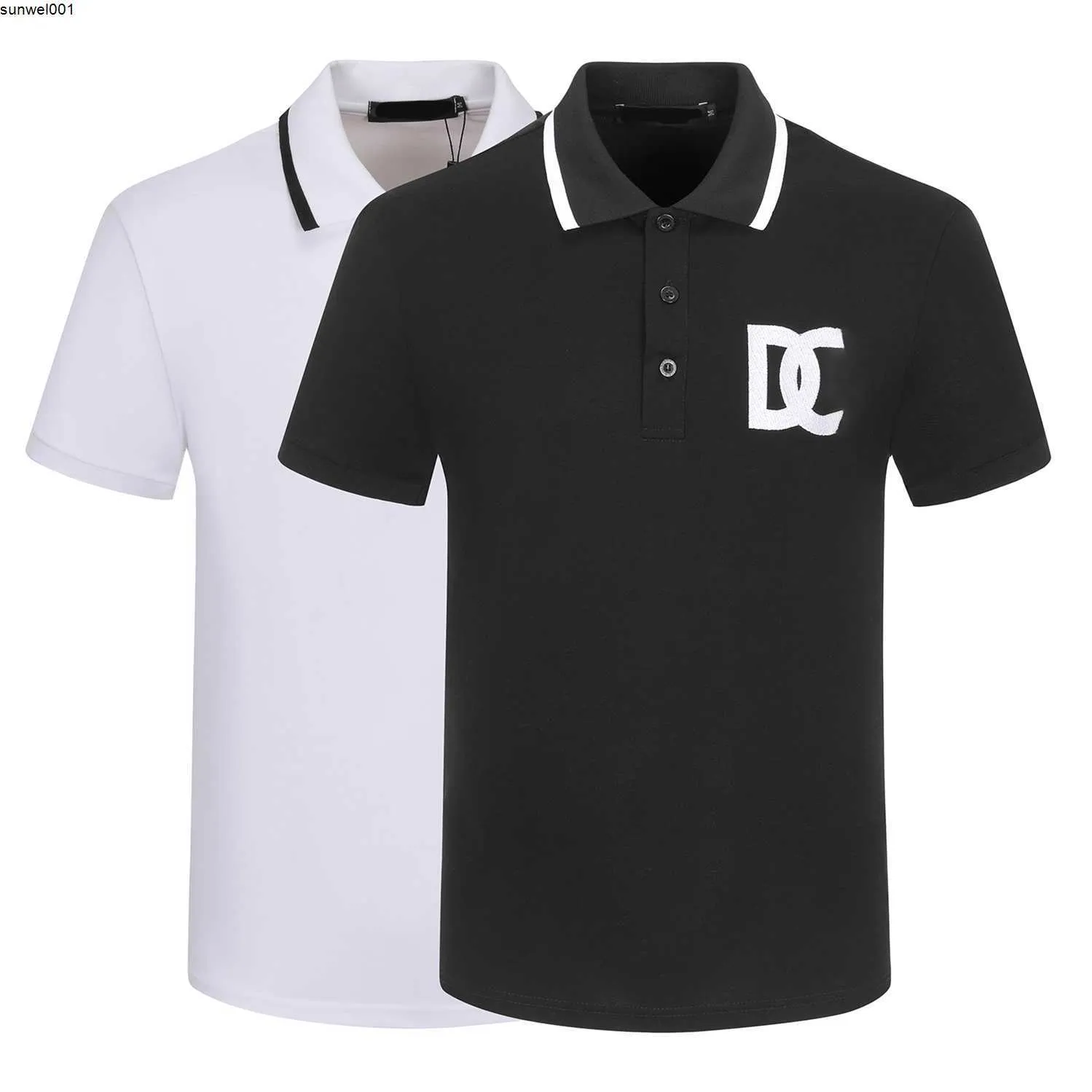 Polos pour hommes Chemise de créateur Noir et blanc Luxe léger Couture à manches courtes 100% coton Classique Broderie Alphabet Business Casual Revers Mode Slim