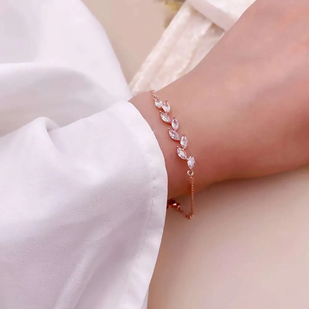 Bracelet de mariée feuille pour femmes, édition coréenne, Design de Style Ins, série Sen, Bracelet en Zircon avancé pour femmes