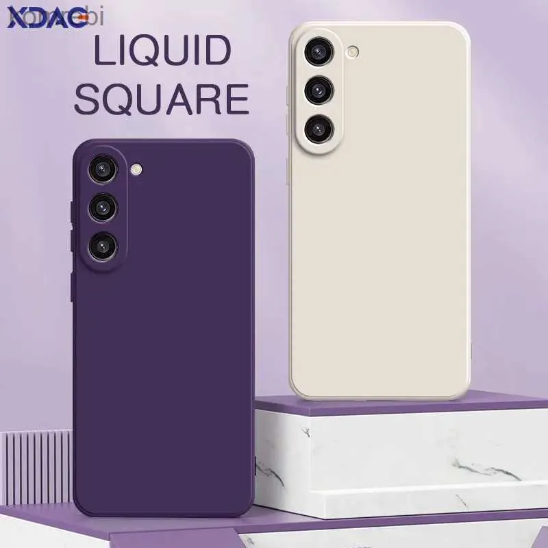 Étuis de téléphone portable Couverture arrière carrée en silicone liquide pour Samsung Galaxy S23 FE Plus Ultra 5G Étui de téléphone portable S23FE S23Plus S23Ultra SacsL240110