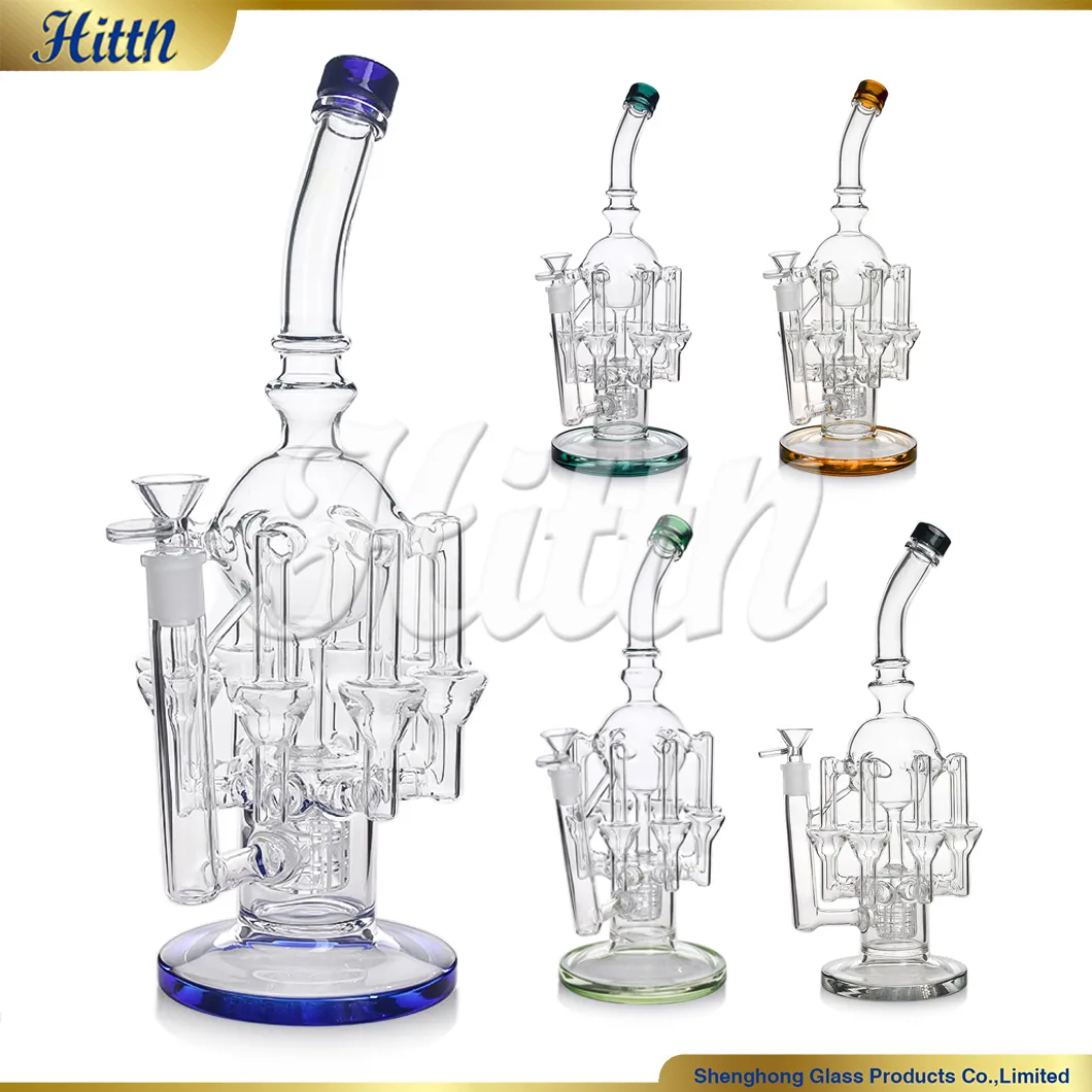 13 -calowe szklane bong recykling platforma olejna DAB RITS PERC PERC RILE Wodne Rurka z stawem 14 mm