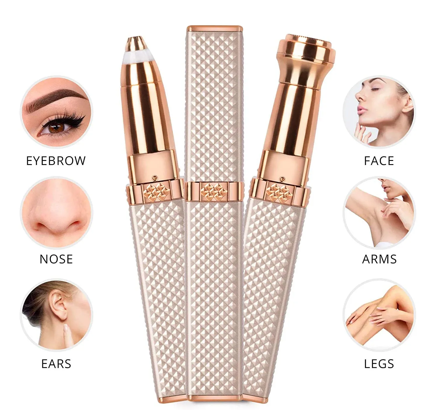 Épilateur/rasoir électrique 2 En 1 Pour Sourcils Et Visage - Mini Stylo Rose - Marque Flawless - Neuf