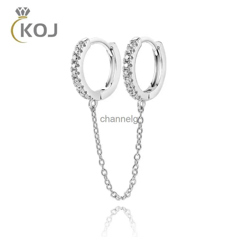 Stud KOJ Classique Chaîne Moissanite Boucles D'oreilles 925 Argent Gland D Couleur Moissanite Boucles D'oreilles Fiançailles Haute Bijoux Avec Certificat YQ240110