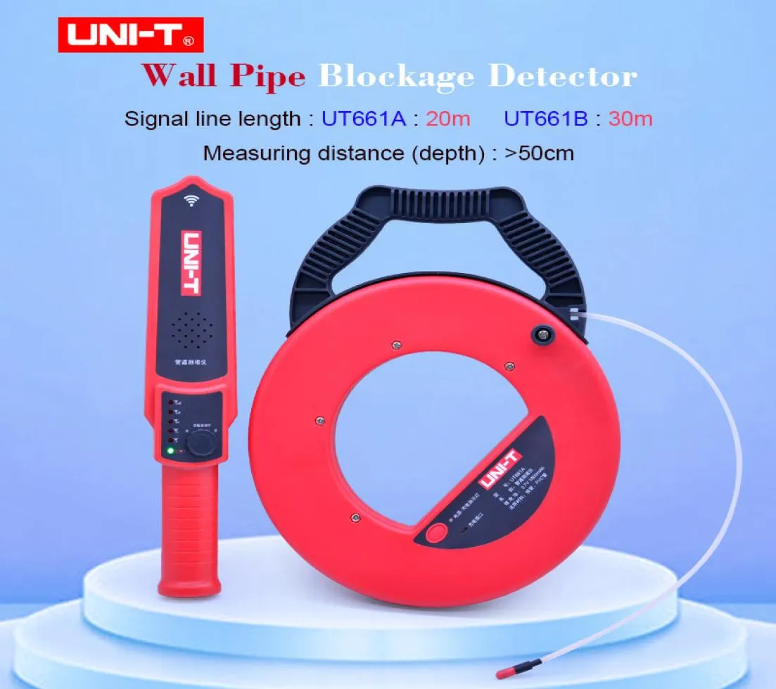 Detectores de metais industriais UNI-T UT661A UT661B Detector de bloqueio de tubo de ferro de parede PVC Ferramenta de diagnóstico Scanner Bloqueio de pipeline ging Plumb5127782