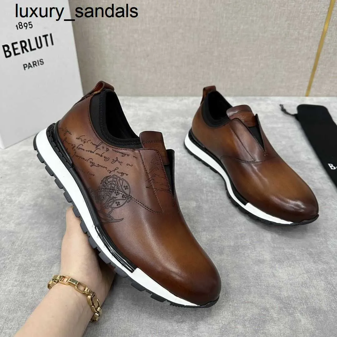 Berluti Business chaussures en cuir Oxford veau fait à la main de qualité supérieure bas haut sport Scritto modèle une étape Sneakerwq
