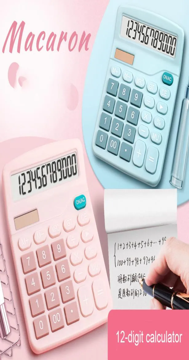 Wielokolorowe przenośne 12 -cyfrowe kalkulatory na dużym ekranie pulpit Student Kalkulator elektroniczny AA zasilacz baterii