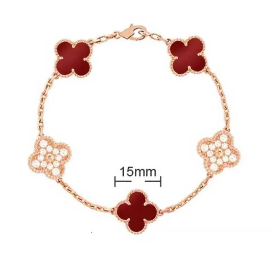 Van 4/quatre feuilles trèfle charme 6 couleurs bracelets bracelet chaîne 18 carats or agate coquille nacre pour femmes fille mariage en gros yyay