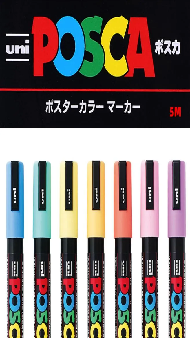 7PCSソフトシリーズUNI POSCAマーカーPEN PC5Mセットポップポスター広告ペンペンペンコミック絵画丸い水ヘッドアートマーカー203658238