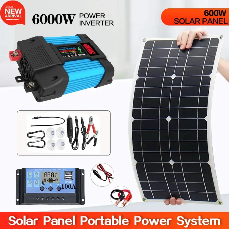 Przenośny zestaw zasilania solarnego 600W18V Zestaw kontrolera 12V dla Homecampingrvcar Szybka ładowarka baterii 240110