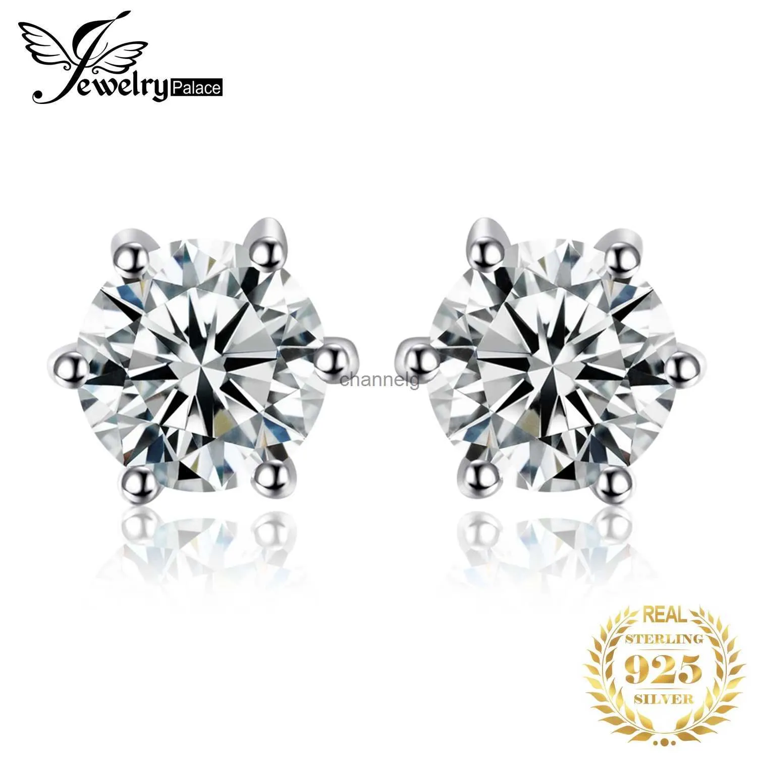 Stud JewelryPalace Genuine White Topaz 925 Sterling Silver Stud Earrings for Women Statement Gemstone Fine Jewelry Birthday Gift YQ240110