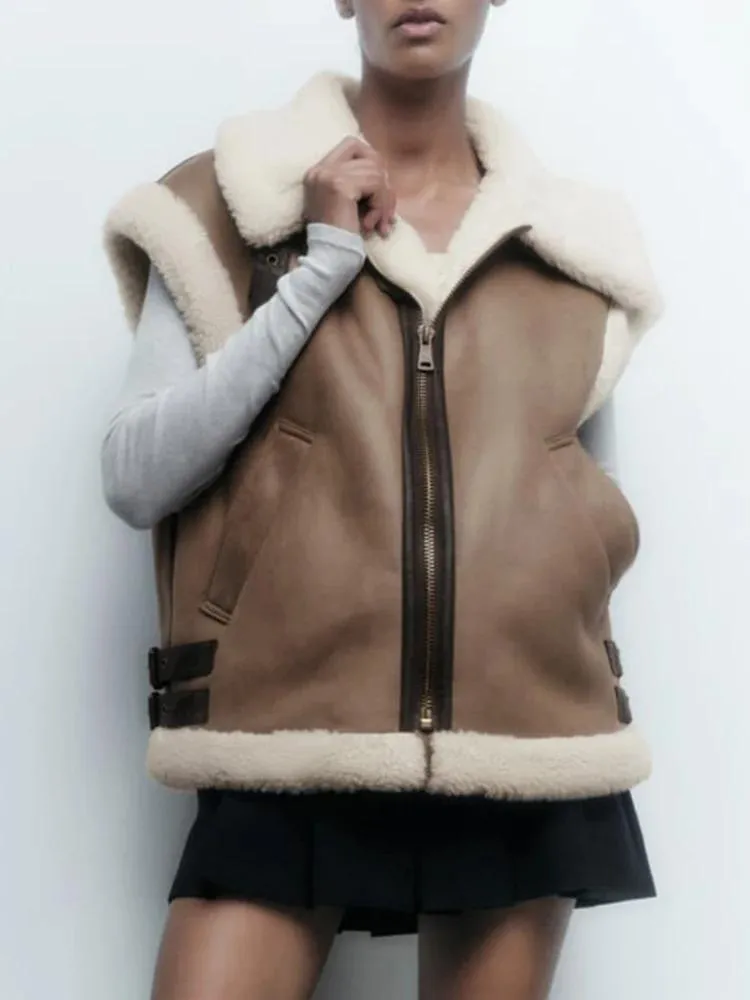 Kurtki 2022 jesień zima kamizelka polarowa płaszcz dla kobiet mody mody splatanie bez rękawów płaszcz kamizelki