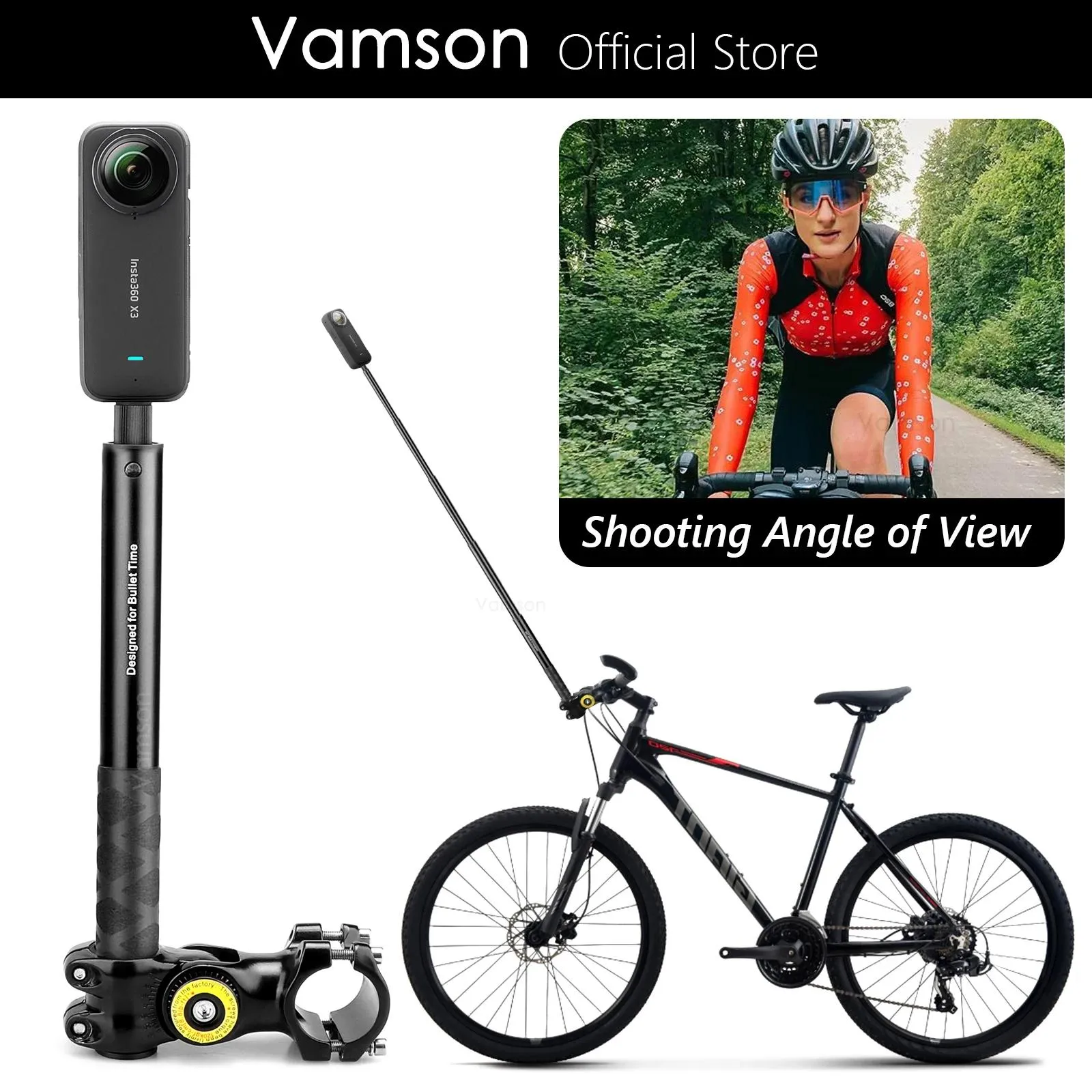 Monopods Vamson Para Insta 360 X3 One X2 Motocicleta Bicicleta Manillar