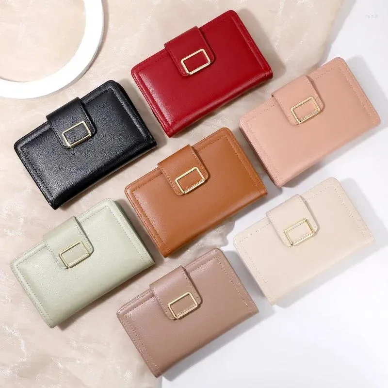 Wallets Multi-functional Solid Color Pu Women's Purse Short Korean Clutch For Women Card Holder