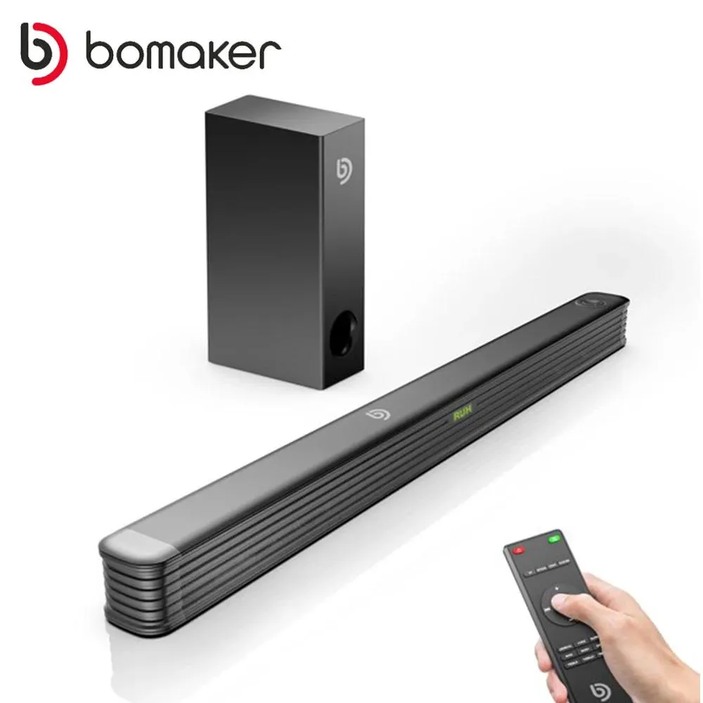 Högtalare Bomaker 150W Bluetooth Soundbar med subwoofer Bluetooth -högtalare för TV Bass 3D Stereo Surround Sound för hemmabioljudlåda