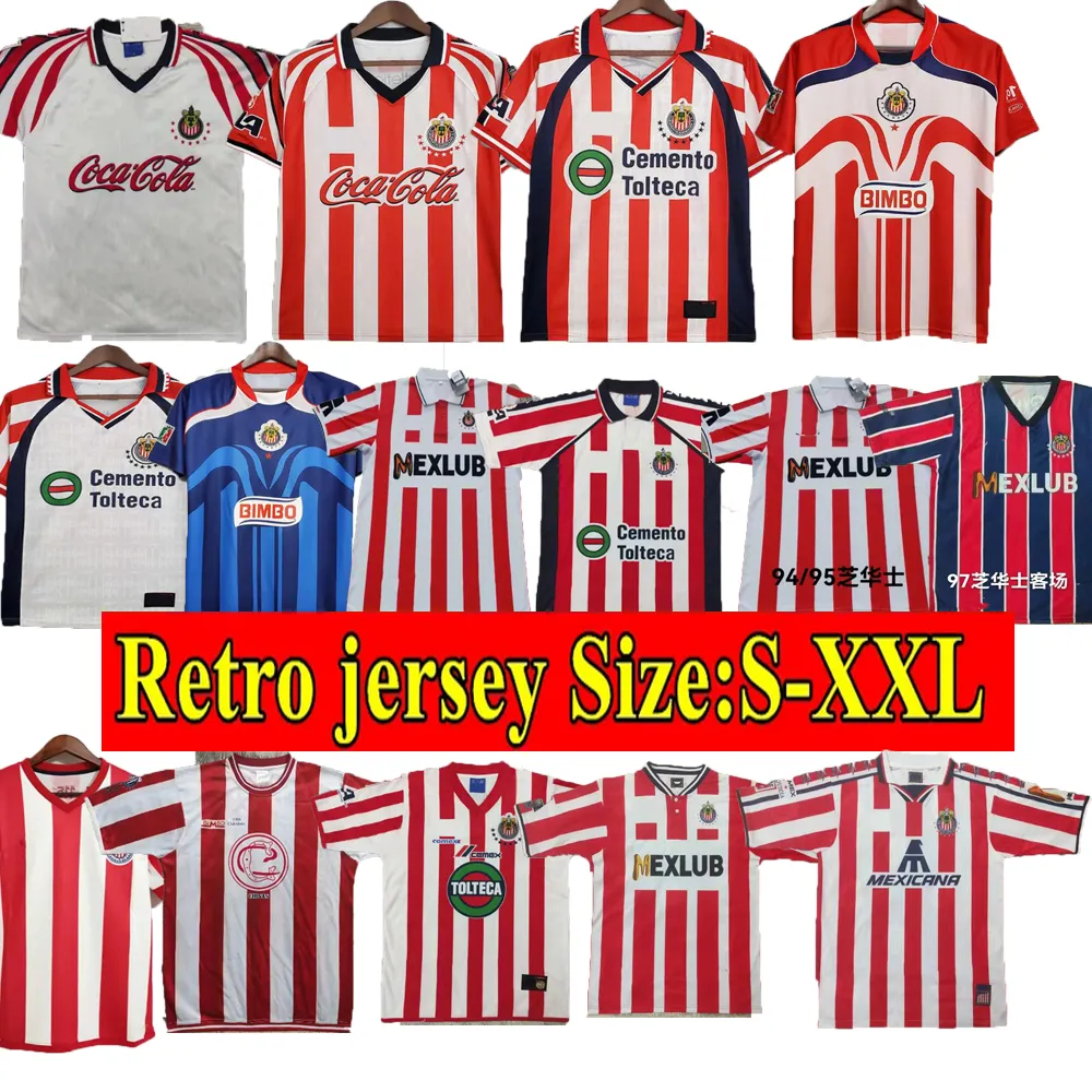 1996 Chivas Guadalajara Camisa de futebol retrô R. RAMIREZ B. GALINDO R. MORALES O. BRAVO Camisa de futebol fora de casa