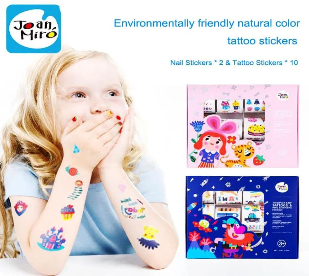 Autocollants de tatouage temporaire pour enfant, imperméable à la sueur, animaux de dessin animé mignons, coffret cadeau 12 pièces, boîte 7841412