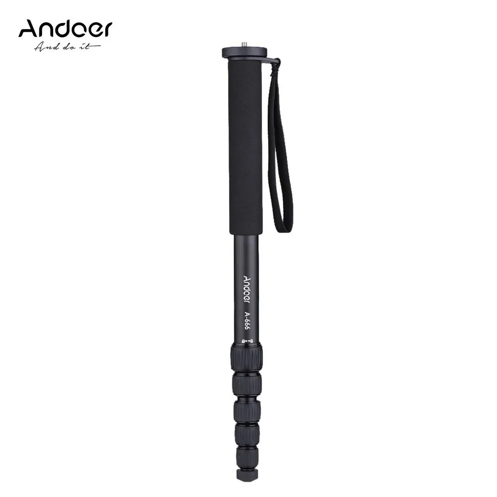 Monopods Andoer A666 181CM Camera Monopod Telescoping Aluminium Unipod stativ 6Section för Nikon Canon Sony Pentax Camcorder Photography