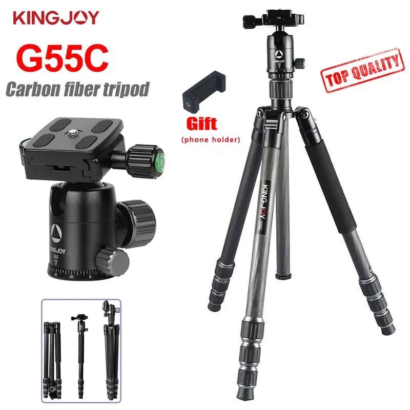 Einbeinstative Kingjoy G55c Professionelles Carbonfaser-Stativ für Digitalkameras, flexibles Einbeinstativ, hochwertiger Kameraständer mit G0-Kugelkopf