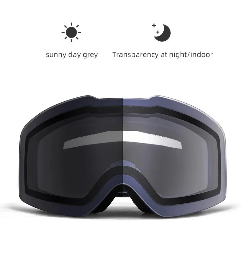 Rockbros Pochromic Ski Goggles Anti-dimma Double Layer Snowboard Glasögon Windproof Winter Snow Ski Eyewear Motor Ski Solglasögon 240109