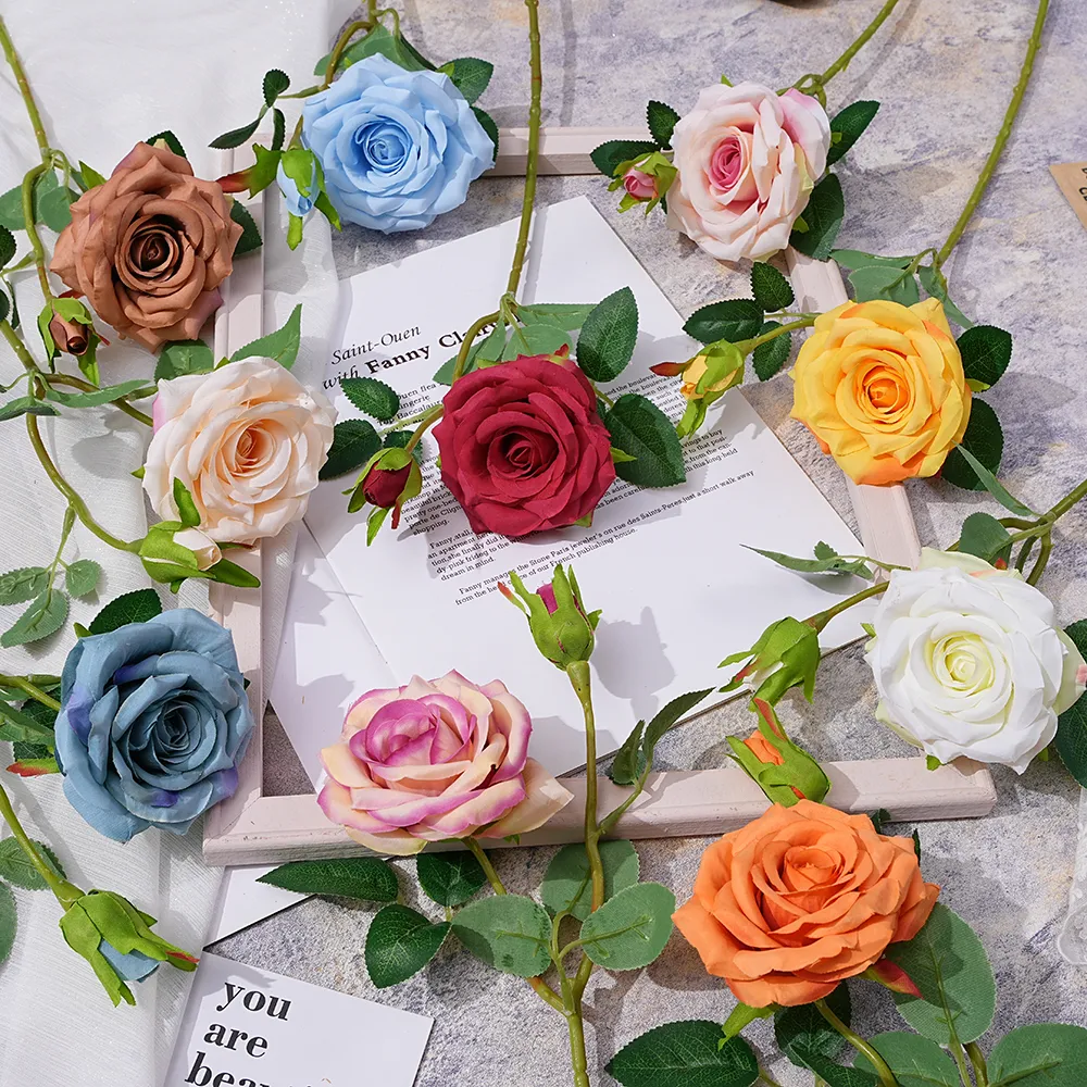 2 angolo testa simulazione bouquet matrimonio decorazione domestica fiori finti composizioni floreali puntelli puntelli all'ingrosso di fiori di rosa europei TY
