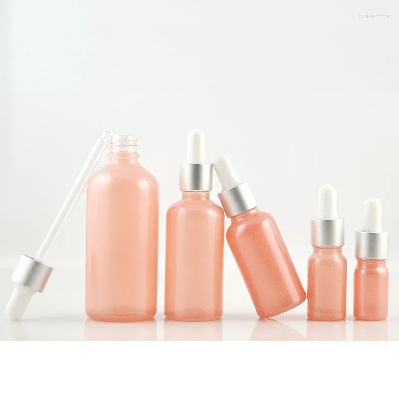 Storage Bottles 12pcs 5ml 10ml 15ml 20ml 30ml 50ml Pink Glass Essential Oil Dropper Bottle DIY Travel Empty Pipette Container