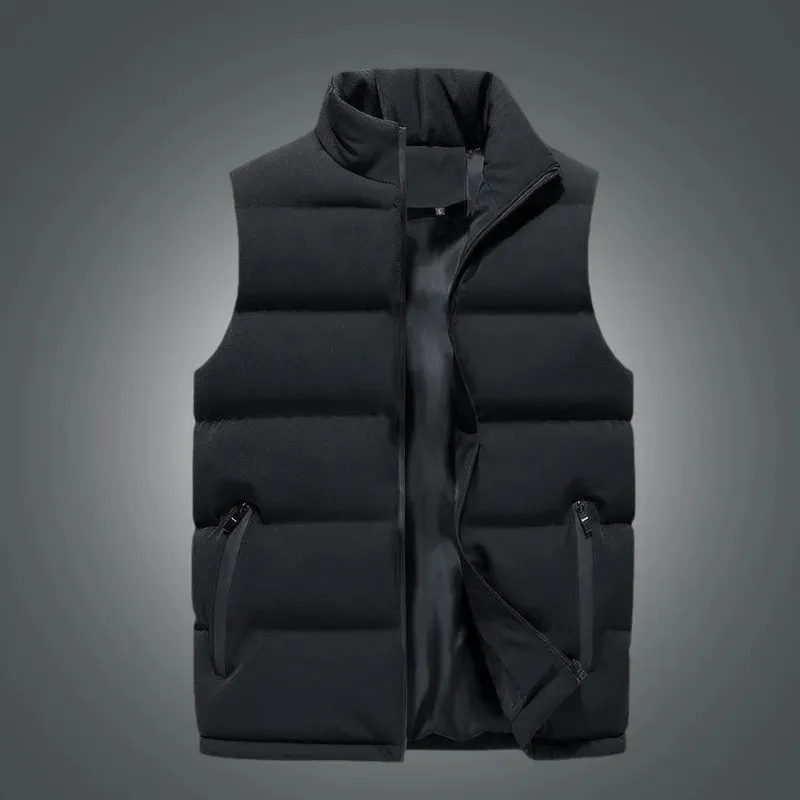 Hommes automne hiver Sports col montant veste manteau épaissi chaud élégant gilet pardessus 240109