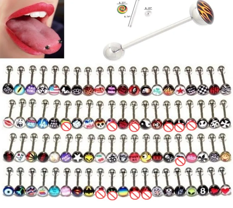 Stainless Steel Tongue Ring Mix 45 50 Different designs Nipple Bar Body Jewelry Piercing Tongue stud Body Piercing2578899