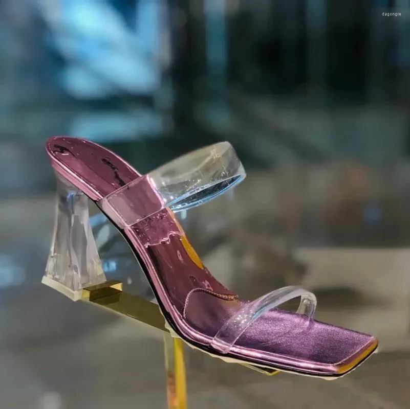 Sandales d'été transparentes, escarpins en gelée de PVC, bout ouvert, talons hauts, chaussures pour femmes, talon clair, Design de luxe, défilé de mode