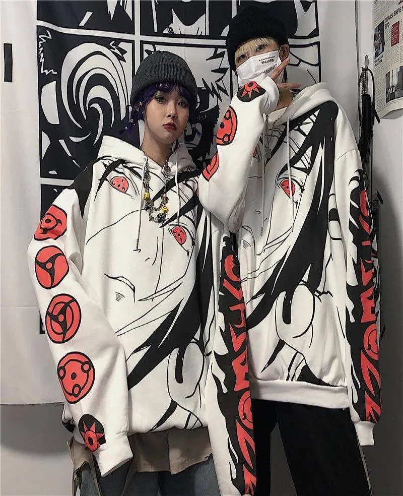 Anime hoodies sokak kıyafeti çift kışlık ceket moda gevşek karikatür sasuke japonya hoodie sweatshirt unisex hoodie erkek c11112655876